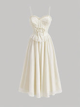 MOD Lace Up Front Ruffle Trim Cami Dress